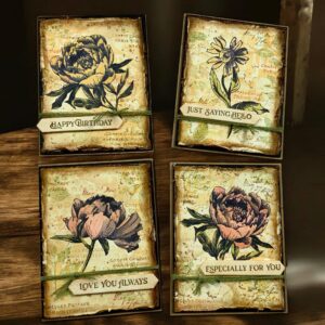 Set of 4 Mixed Media cards